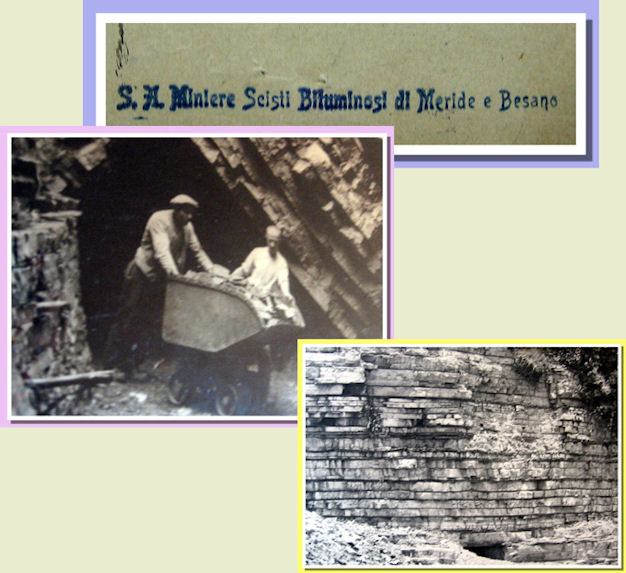 Foto storiche delle cave di Meride e Serpiano con strati Geologici